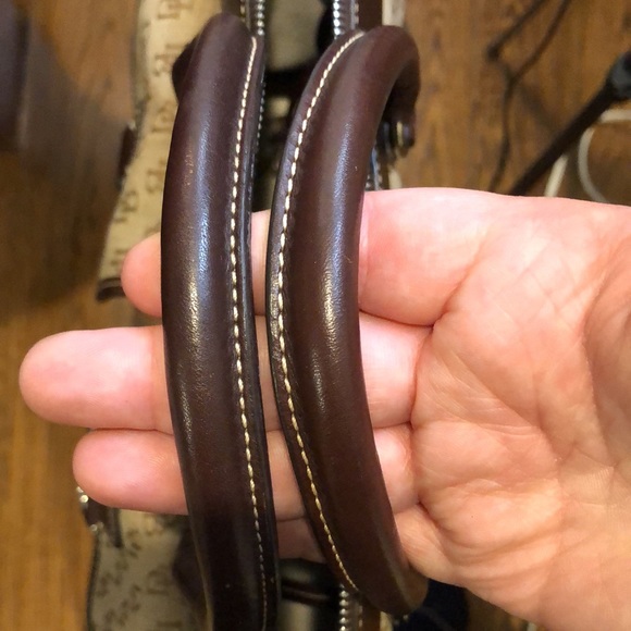 Vintage DOONEY & BOURKE Jacquard Signature Logo Canvas & Leather Shoulder Bag - Picture 14 of 17